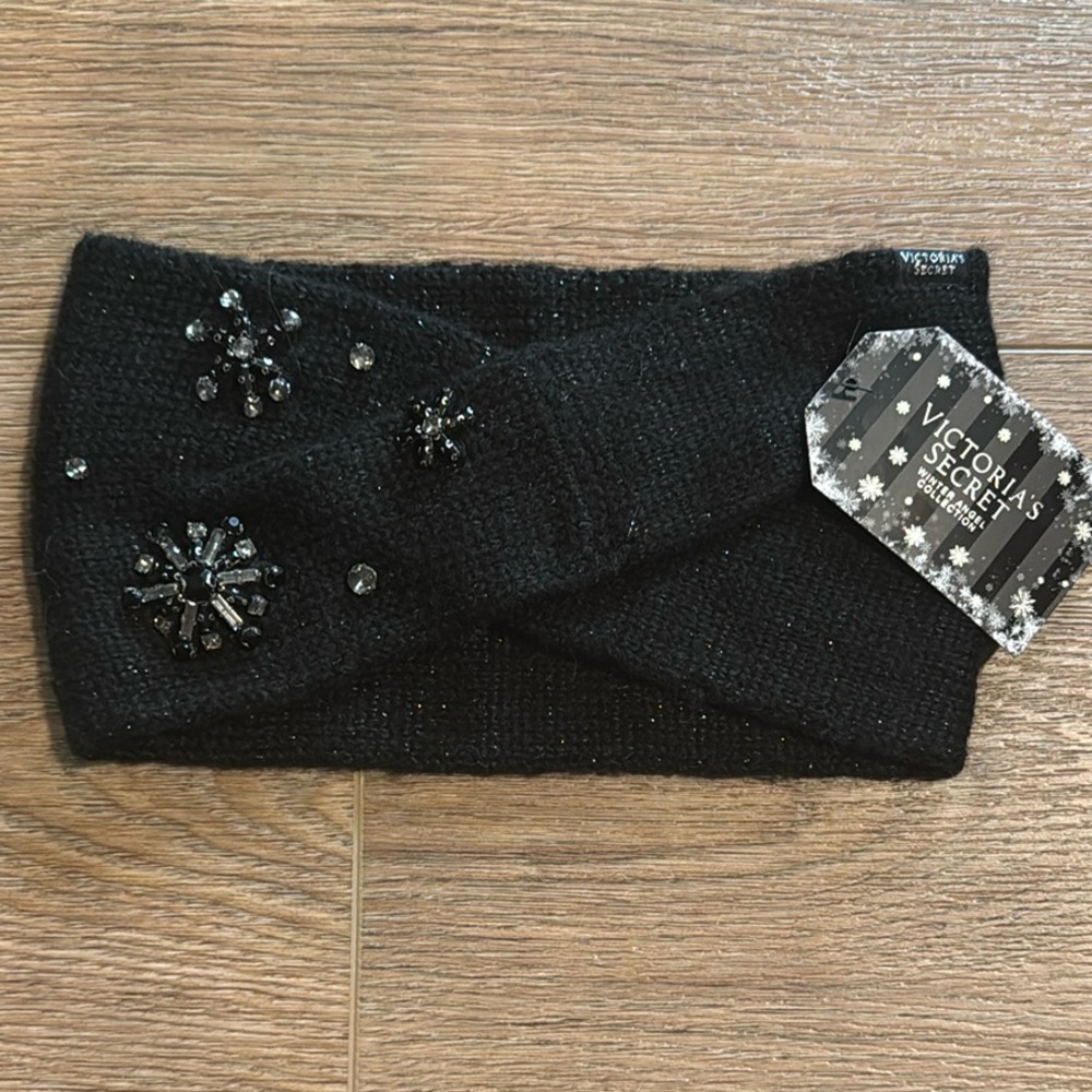Victoria's Secret Black Hair Accessory with Snowflake Embellishments